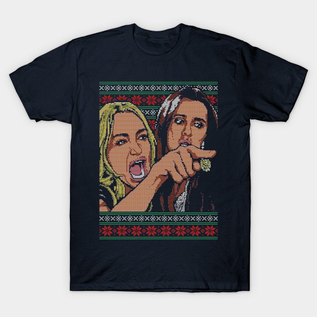 Front Back Woman Yelling at Cat Meme Ugly Christmas Sweater